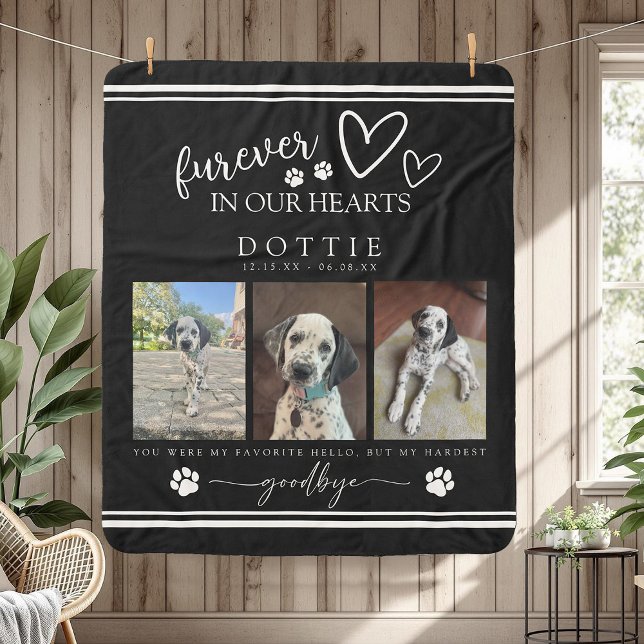 Black Hardest Goodbye Photo Dog Memorial Sherpa Blanket (You Were my Hardest Goodbye Black and White Photo Dog Memorial Sherpa Blanket)