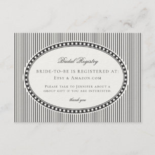 Black Harlequin Chequered Bridal Registry Enclosure Card