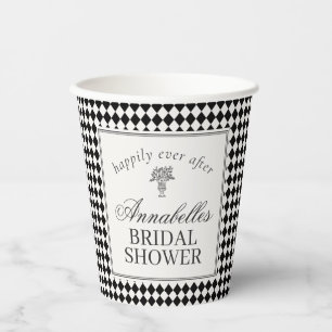 Black Harlequin Chequered Bridal Shower Paper Cups
