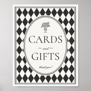 Black Harlequin Chequered Cards and Gifts Sign