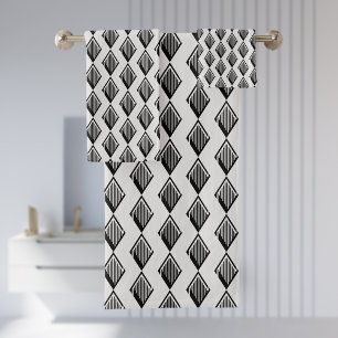Black Harlequin Pattern Modern Elegance Bath Towel Set