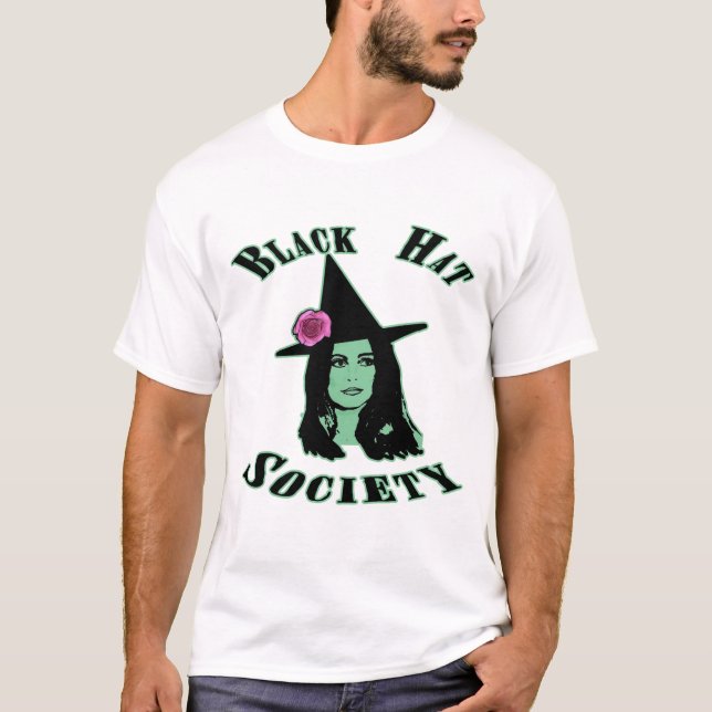 Black Hat Society Halloween Witch T-Shirt (Front)