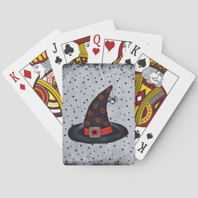 Black Hat Society Witch Hat Buckle Stars Spider  Playing Cards (Back)