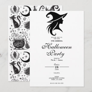 Black Hat Witch Wiccan Witches Halloween Party Invitation