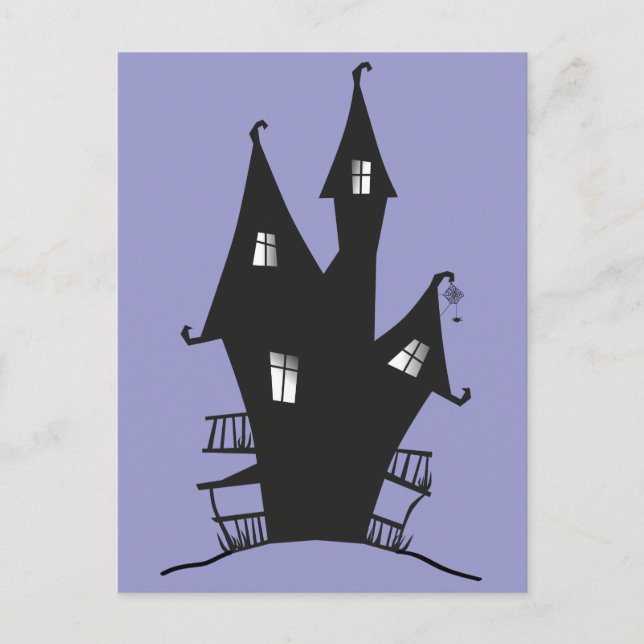 Black Haunted House Postcard (Front)