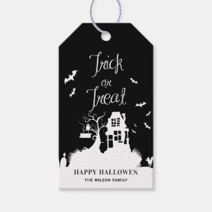 Black Haunted House Trick or Treat Halloween Gift Tags