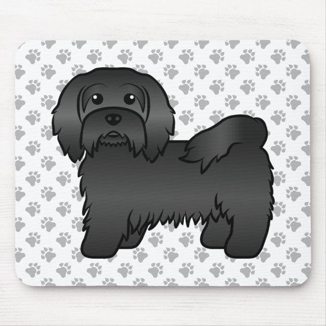 Black Havanese Cute Cartoon Dog Illustration Mouse Pad (Front)