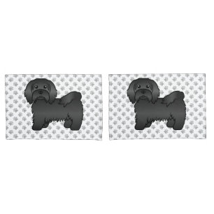 Black Havanese Cute Cartoon Dog Illustration Pillowcase