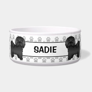 Black Havanese Cute Cartoon Dog With Paws & Name