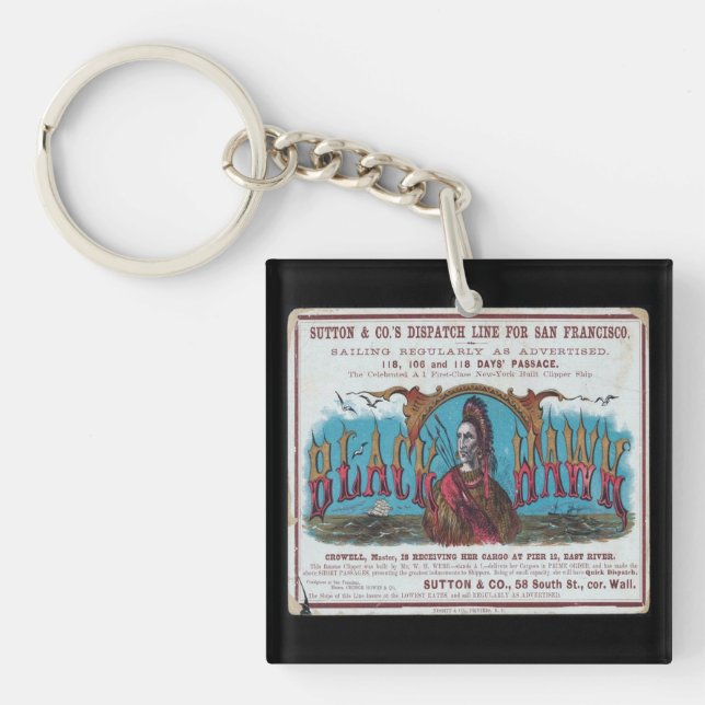 Black Hawk Clipper Sailing  Key Ring (Front)