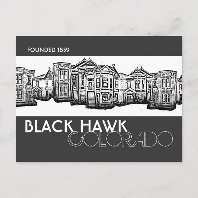 Black Hawk Colorado old town buildings postcard (Front)