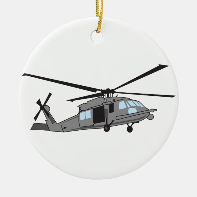 Black Hawk Helicopter Ceramic Tree Decoration (Front)
