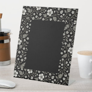 Black Hawthorn Floral Boundary Design Pedestal Sign