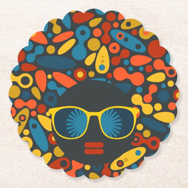 Black Head Woman #1 Paper Coaster (Front)