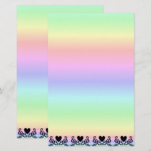 Black Heart and Lily on Rainbow Stationery
