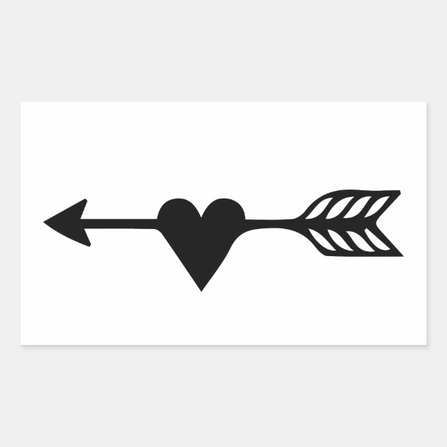 Black Heart Arrow Rectangular Sticker (Front)