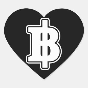 Black Heart BAHT SIGN ฿ Thai Money Currency ฿ Sticker