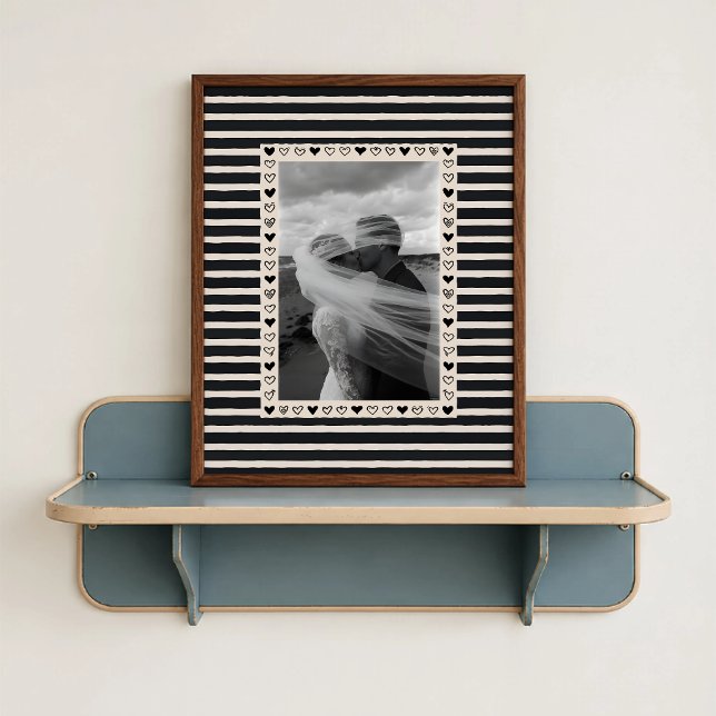 Black Heart Border Poster - Personalised Gift (Black Heart Border Poster - close-up view (frame/decor not included)
)