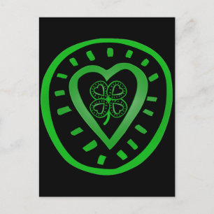 Black Heart Clover St Patrick's Day Postcard