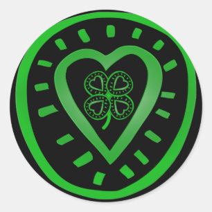 Black Heart Clover St Patrick's Day R Sticker
