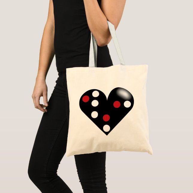 Black Heart Domino Tote Bag (Front (Product))