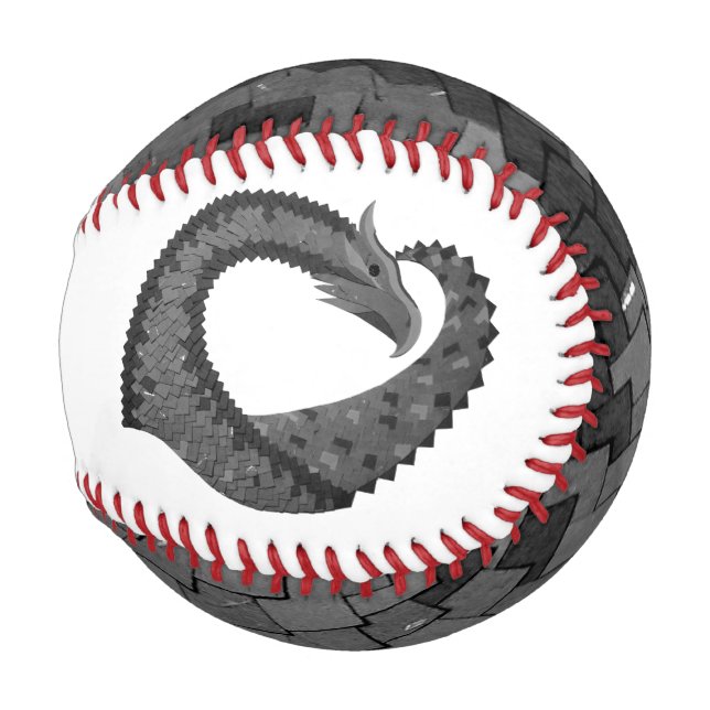 Black heart dragon on white baseball (Front Right)