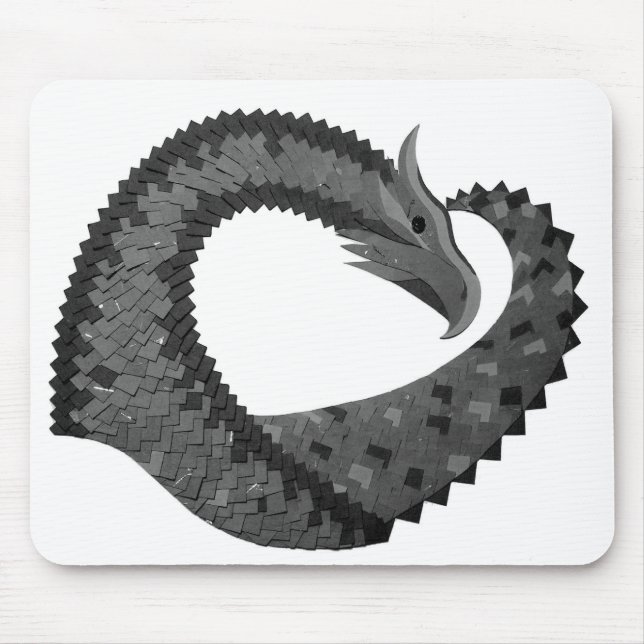 Black heart dragon on white mouse pad (Front)