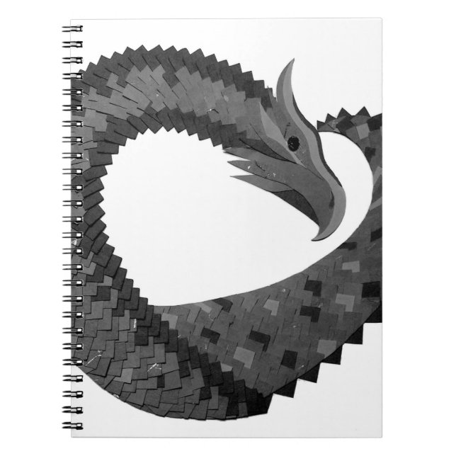 Black heart dragon on white notebook (Front)