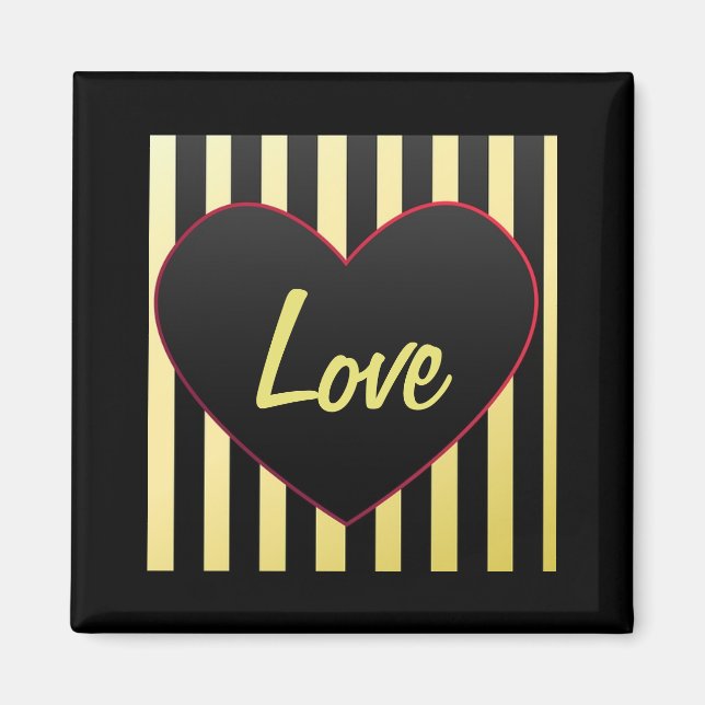 Black heart, "Love" Magnet (Front)
