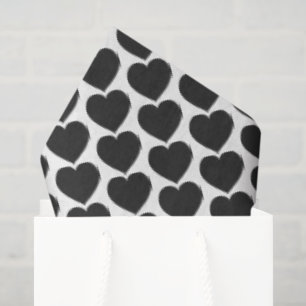 Black Heart Love Notes Grief Tissue Paper