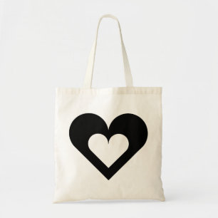 Black Heart on Heart Tote Bag