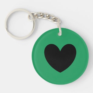 Black heart on Kelly green Key Ring