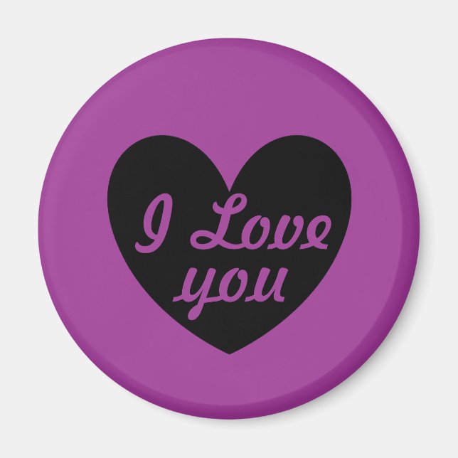 Black heart on purple magnet (Front)