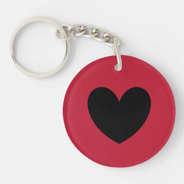 Black heart on red key ring (Front)