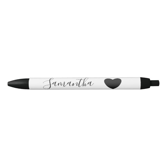 Black Heart Personalised Name Ink Pen (Front)