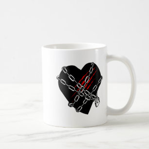 Black Heart Red Chains Cool Gothic Valentines Day Coffee Mug