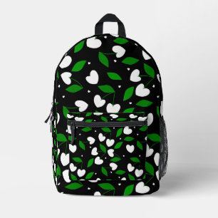 black heart shape cherries valentines printed backpack