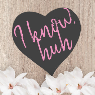 Black Heart Shaped Sticker Pink Script Lettering