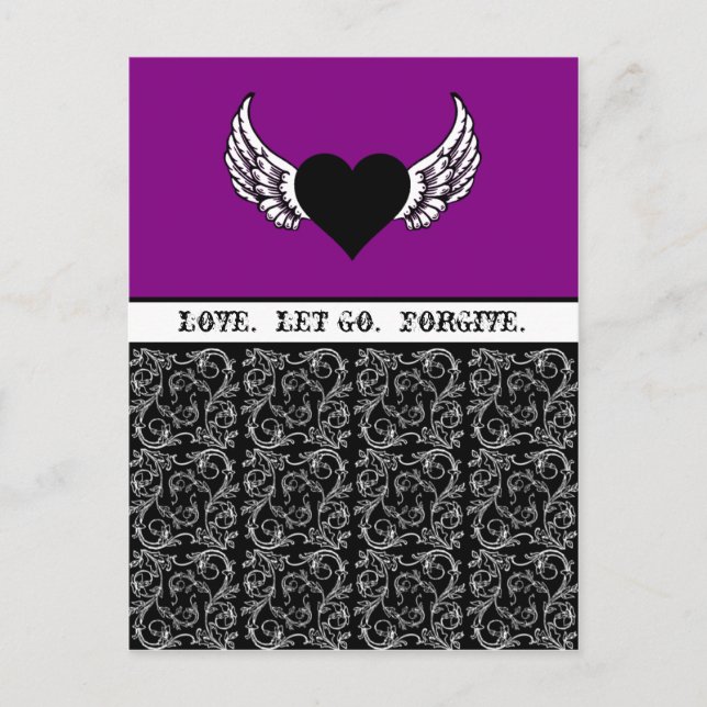 Black Heart, White Wings Custom Postcard (Front)