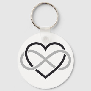 Black heart with infinity sign key ring