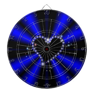 Black Heart with Stars on blue Rainbow Dartboard