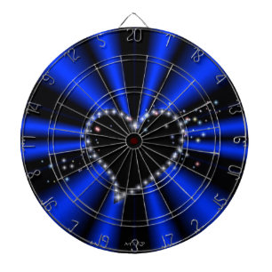 Black Heart with Stars on blue Rainbow Dartboard