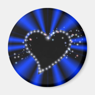 Black Heart with Stars on blue Rainbow Magnet