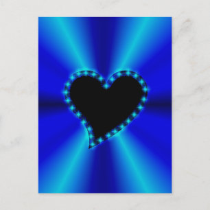 Black Heart with Stars on blue Rainbow Postcard