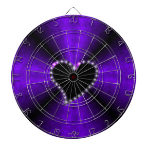 Black Heart with Stars on Purple Pink Rainbow Dartboard