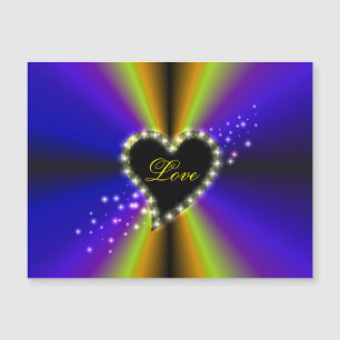Black Heart with Stars on purple yellow Rainbow