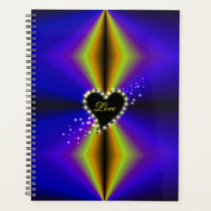 Black Heart with Stars on purple yellow Rainbow Planner