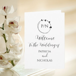 Black Heart Wreath and Initials Wedding Programme