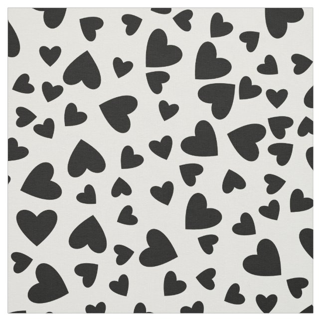 Black Hearts Custom Background Colour Fabric (Swatch)