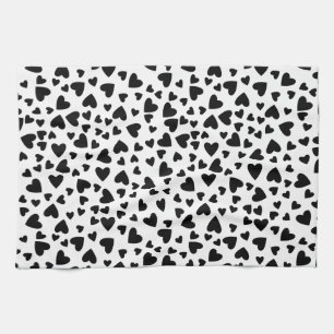 Black Hearts Custom Background Colour Tea Towel